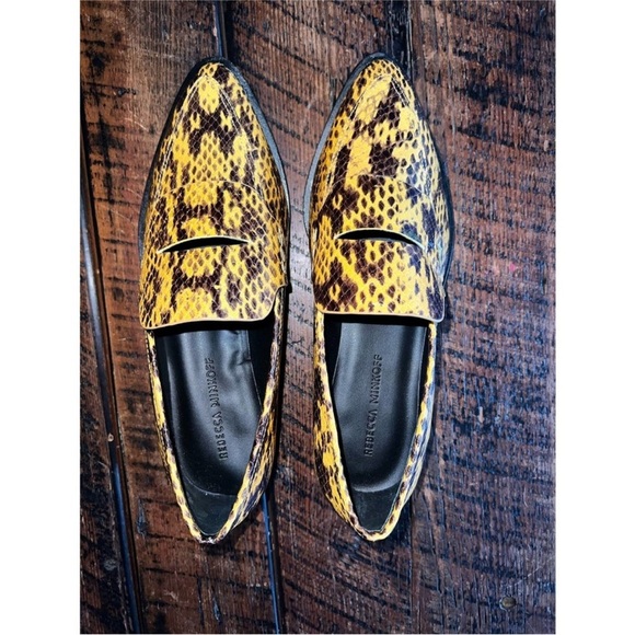 Rebecca Minkov women’s Pacey snake embossed turmeric loafers size 8 1/2 - Picture 9 of 16
